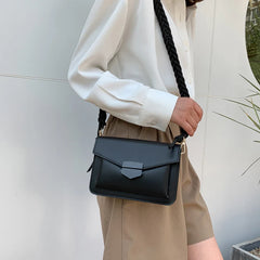 Women's Weave Strap Crossbody Flap Messenger Bag Purse
