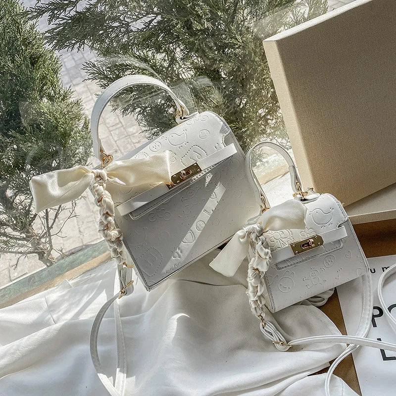 Small Square Bag Women's Tender Wind Shoulder Bag Summer Bow