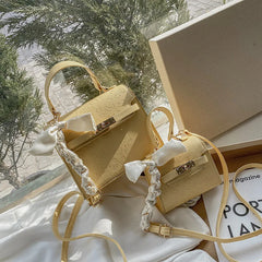 Small Square Bag Women's Tender Wind Shoulder Bag Summer Bow