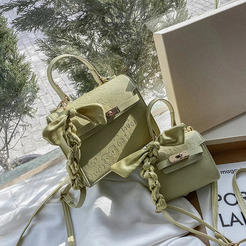 Small Square Bag Women's Tender Wind Shoulder Bag Summer Bow
