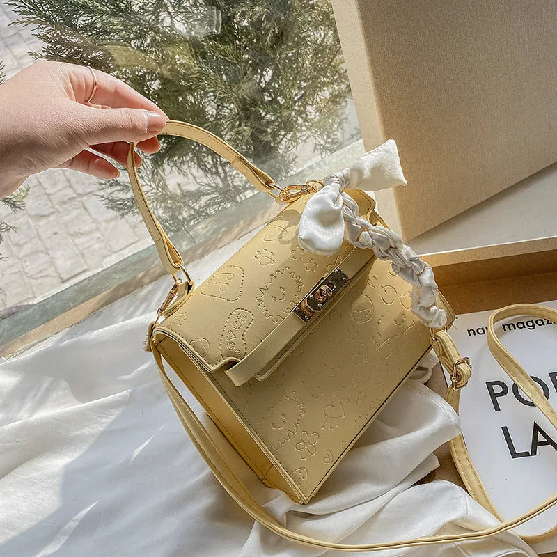 Small Square Bag Women's Tender Wind Shoulder Bag Summer Bow