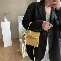 Small Square Bag Women's Tender Wind Shoulder Bag Summer Bow