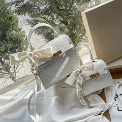 Small Square Bag Women's Tender Wind Shoulder Bag Summer Bow