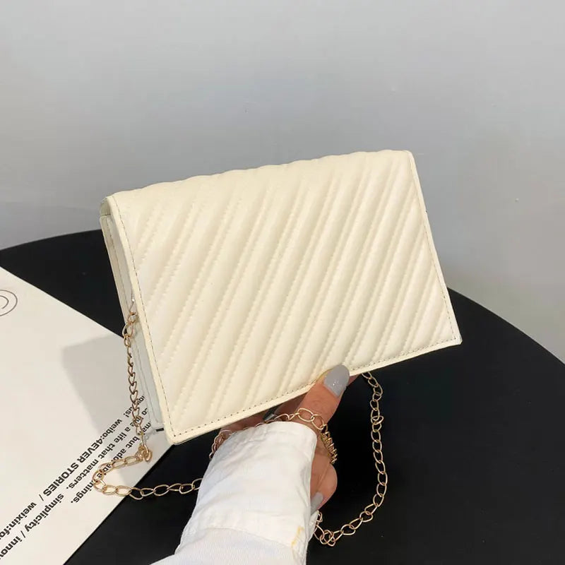 Small Square Handbag Chain Strap Crossbody Bag Embroidery Thread Shoulder Bag