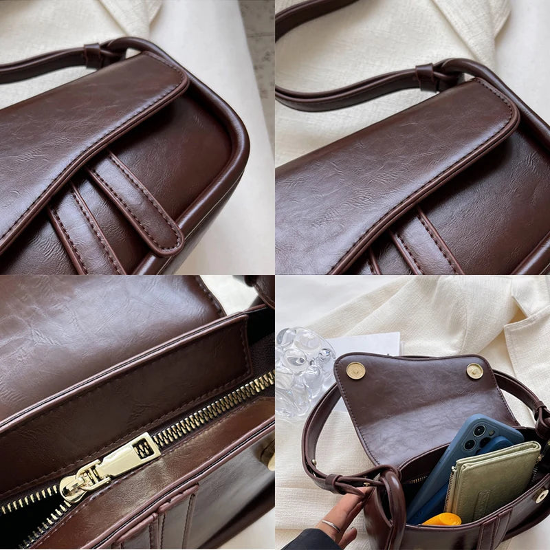 Small PU Leather Half Round Shoulder Bag for Women - Crossbody Bag Sac