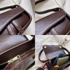Small PU Leather Half Round Shoulder Bag for Women - Crossbody Bag Sac
