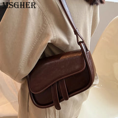 Small PU Leather Half Round Shoulder Bag for Women - Crossbody Bag Sac
