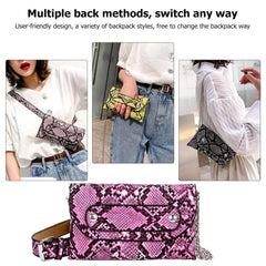 Snake Print Shoulder Waist Fanny Packs Women PU Leather Chain Chest Bags