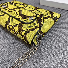 Snake Print Shoulder Waist Fanny Packs Women PU Leather Chain Chest Bags