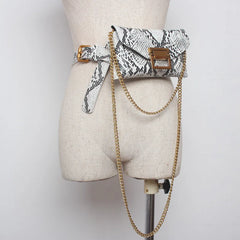 Snake Pattern Waist Bag PU Fanny Pack Chain Shoulder Bags