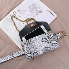 Snake Pattern Waist Bag PU Fanny Pack Chain Shoulder Bags