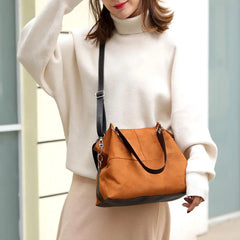 Corduroy Leather Shoulder Messenger Handbag for Women