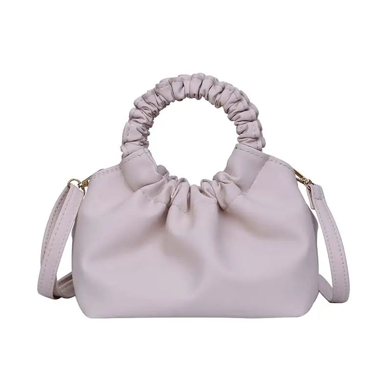 Soft Leather Handbag Pleated Clutches Women Dumpling Messenger Bags