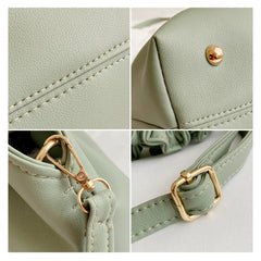 Soft Leather Handbag Pleated Clutches Women Dumpling Messenger Bags