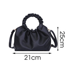 Soft Leather Handbag Pleated Clutches Women Dumpling Messenger Bags