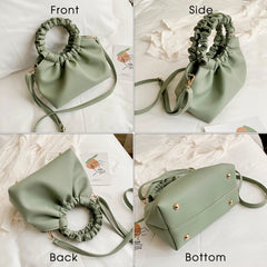 Soft Leather Handbag Pleated Clutches Women Dumpling Messenger Bags