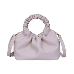 Soft Leather Handbag Pleated Clutches Women Dumpling Messenger Bags