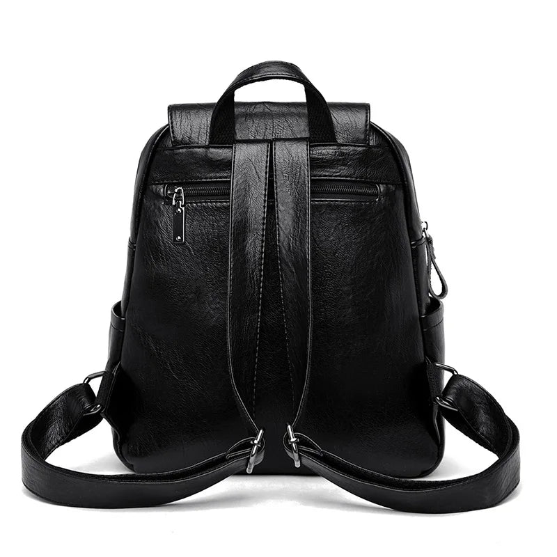 Soft Leather Women Muti Function Backpack Large Capacity Shoulders Bag