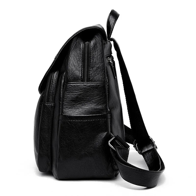 Soft Leather Women Muti Function Backpack Large Capacity Shoulders Bag