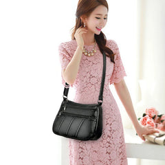 Vintage PU Leather Shoulder Bag Women Crossbody Large Capacity Square Bag