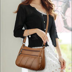 Vintage PU Leather Shoulder Bag Women Crossbody Large Capacity Square Bag
