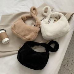 Soft Plush Women Handbags Faux Fur Ladies Small Shoulder Bags