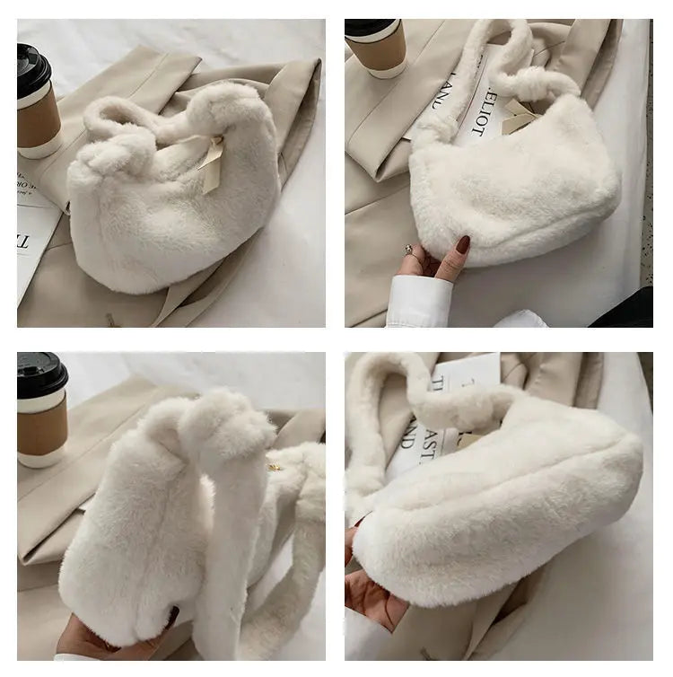 Soft Plush Women Handbags Faux Fur Ladies Small Shoulder Bags