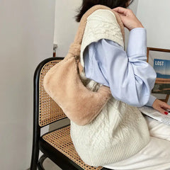 Soft Plush Women Handbags Faux Fur Ladies Small Shoulder Bags