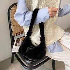 Soft Plush Women Handbags Faux Fur Ladies Small Shoulder Bags