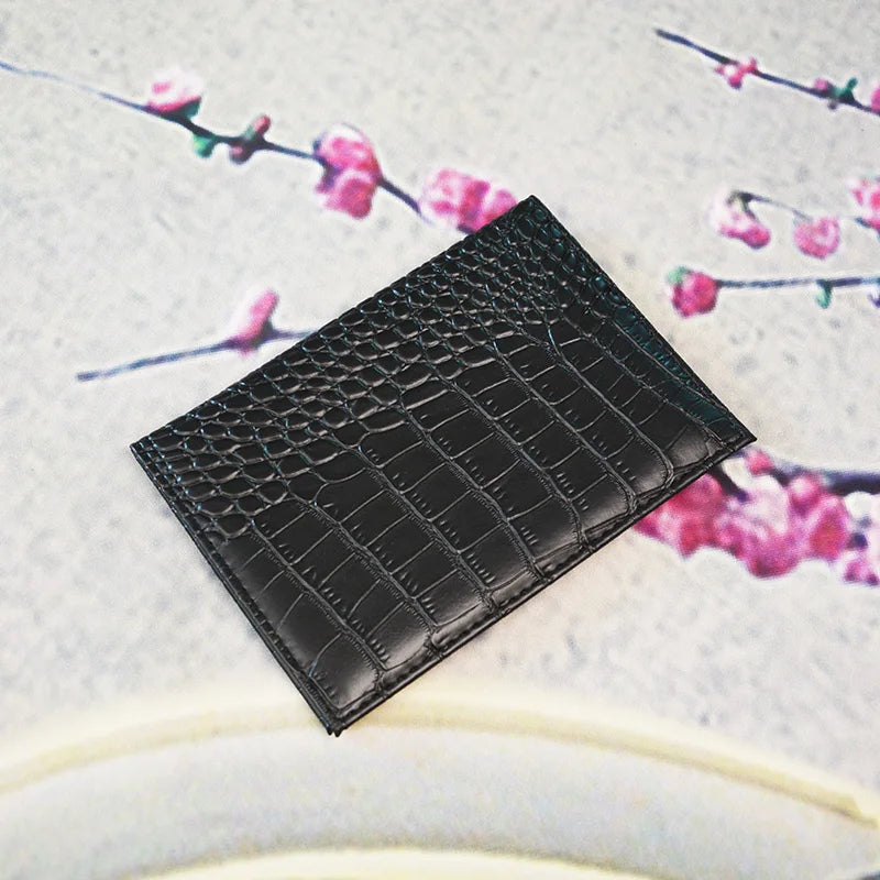 Crocodile Grain PU Leather Passport Holder Blank Cover Wallet