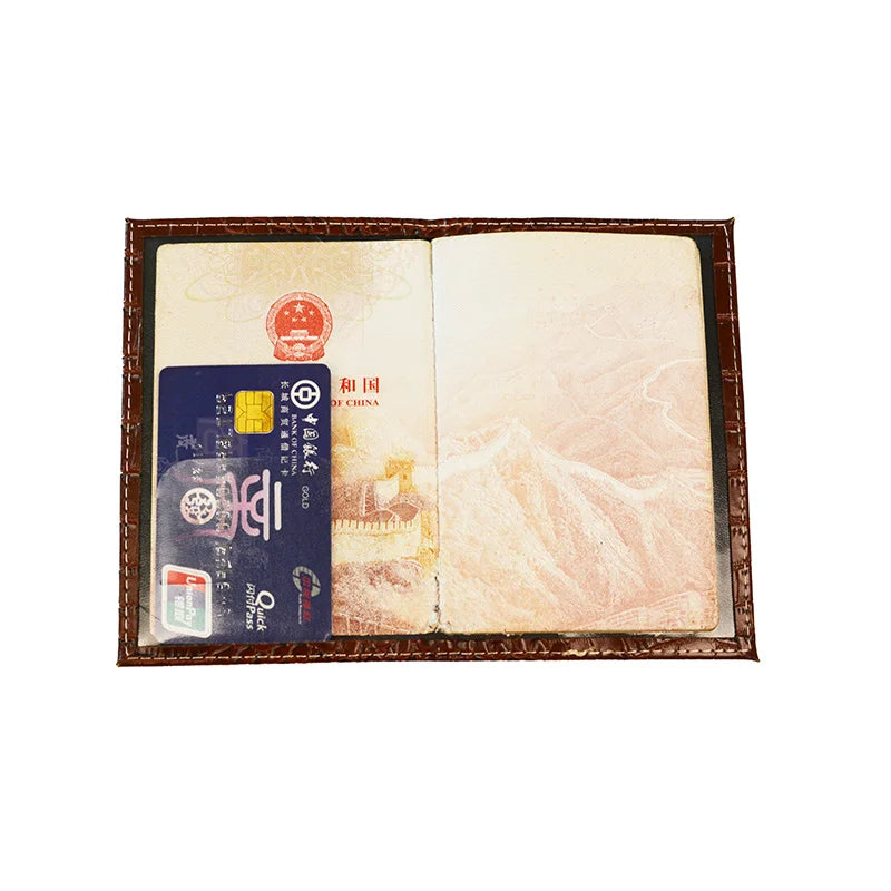 Crocodile Grain PU Leather Passport Holder Blank Cover Wallet
