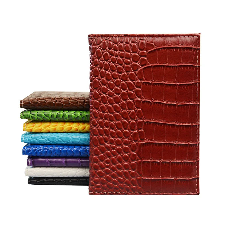Crocodile Grain PU Leather Passport Holder Blank Cover Wallet