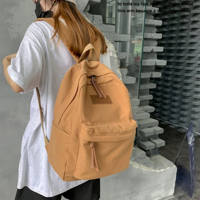 Canvas College Student Schoolbag for Teen Girls Boys Bookbag Unisex Travel Bag B