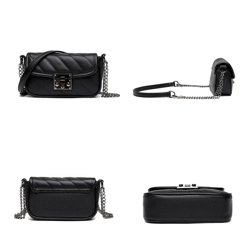 Genuine Leather Women Shoulder Bag Lady Chain Small Messenger Bag