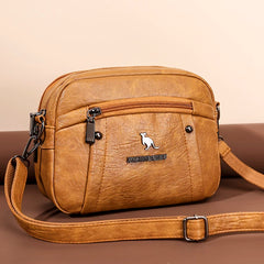 Rivet Shoulder Messenger Bag Women Leather Crossbody Purse