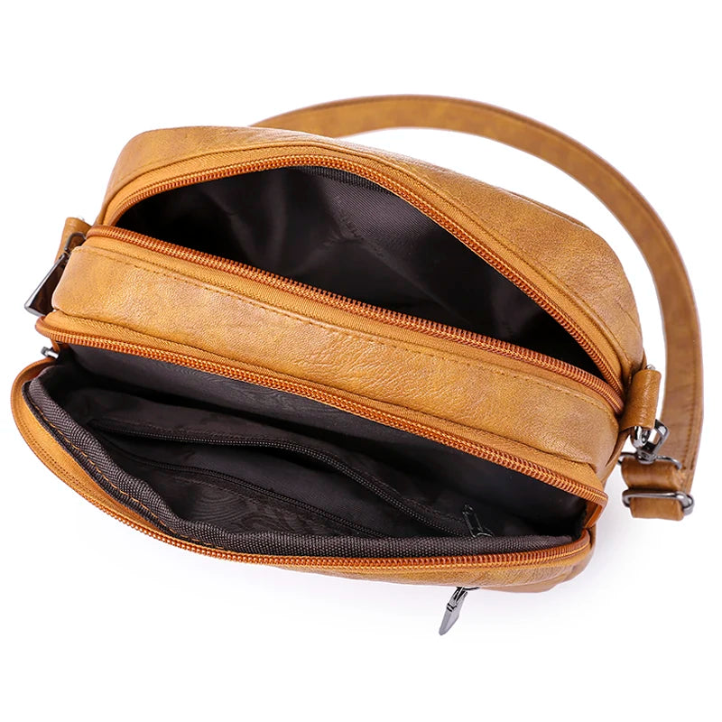 Rivet Shoulder Messenger Bag Women Leather Crossbody Purse