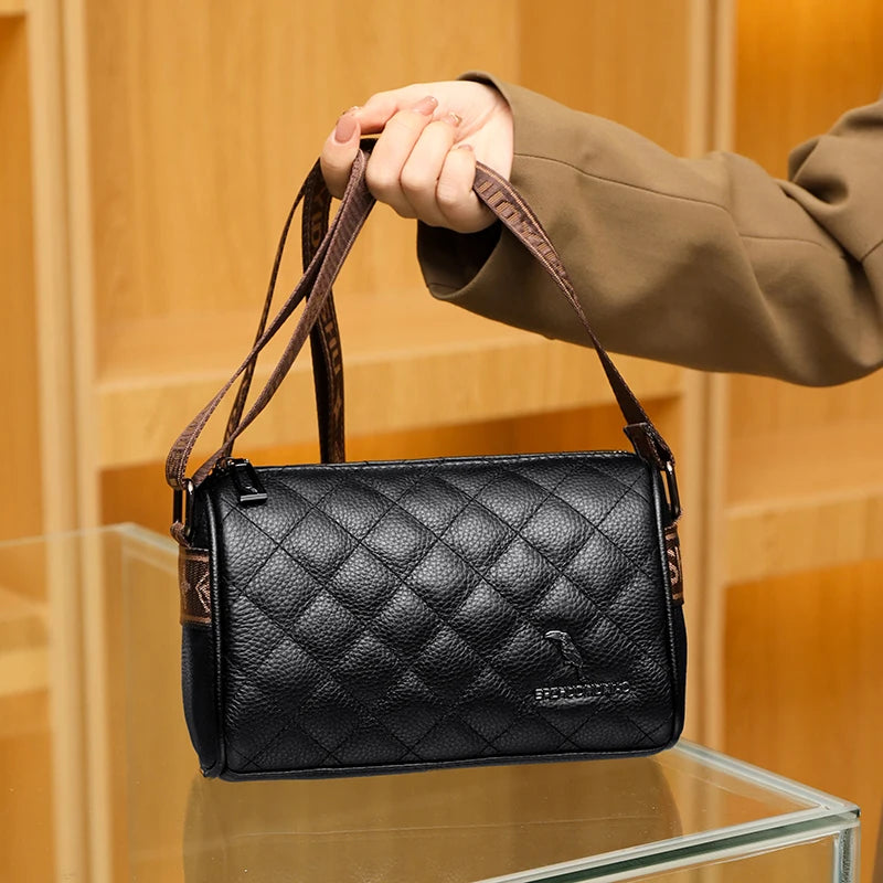 Solid Leather Shoulder Crossbody Bag For Women