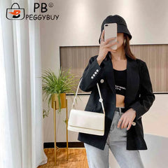 Solid Handbag Women Flap Underarm Shoulder Bags High PU Leather Phone Bags