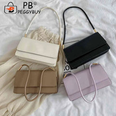 Solid Handbag Women Flap Underarm Shoulder Bags High PU Leather Phone Bags