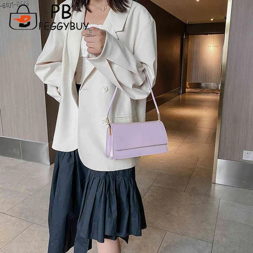 Solid Handbag Women Flap Underarm Shoulder Bags High PU Leather Phone Bags
