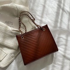 Women's Chain Strap PU Leather Shoulder Bag Square Crossbody Purses