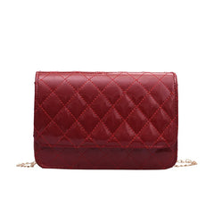 Solid Lingge PU Leather Bag Small Square Bag Shoulder Bag Women Crossbody Bag