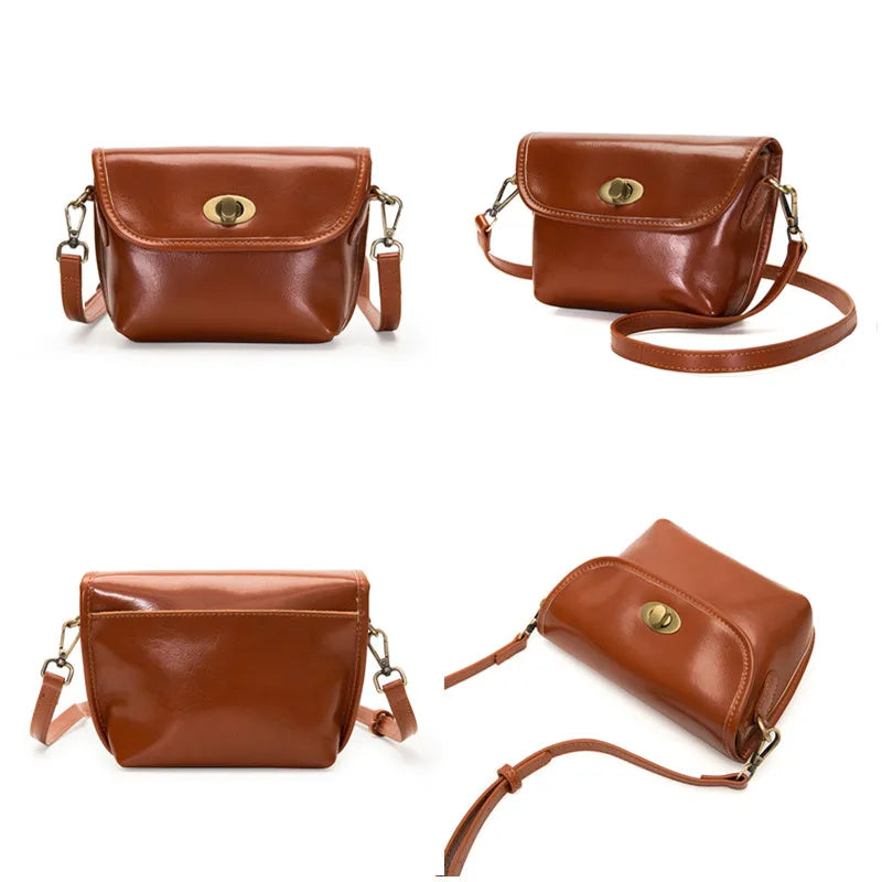 Wax Leather Women Shoulder Crossbody Bag 2022