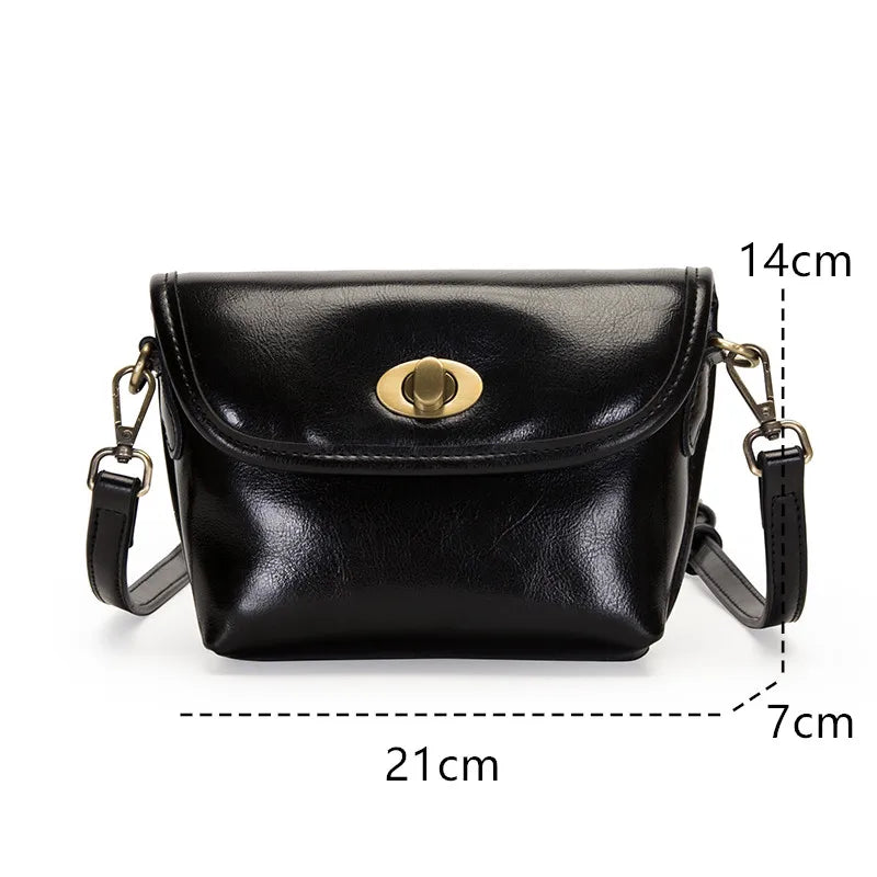 Wax Leather Women Shoulder Crossbody Bag 2022