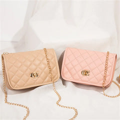 Solid Shoulder Bag Women Leather Casual Lingge Embroidery Chain Crossbody Bags