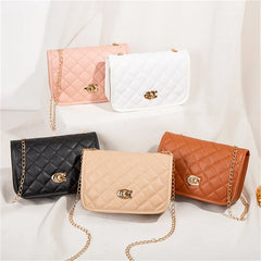 Solid Shoulder Bag Women Leather Casual Lingge Embroidery Chain Crossbody Bags