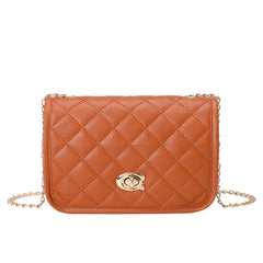 Solid Shoulder Bag Women Leather Casual Lingge Embroidery Chain Crossbody Bags