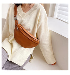 Solid Shoulder Bags Chest Bag Female Handbags PU Leather Bags Waist