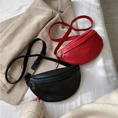 Solid Shoulder Bags Chest Bag Female Handbags PU Leather Bags Waist