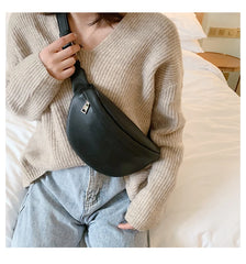 Solid Shoulder Bags Chest Bag Female Handbags PU Leather Bags Waist